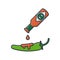 Putting hot sauce on a chili pepper vector illustration