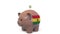 Putting money into piggy bank with flag of Ghana. Tax system system or savings related conceptual 3D animation