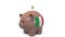 Putting money into piggy bank with flag of Italy. Tax system system or savings related conceptual 3D animation