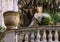 Putto throwing water in the magnificent nymphaeum of the Palazzo Podesta or Nicolosio Lomelino in Genoa, Italy