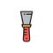 Putty knife, spatula, painting work flat color line icon.