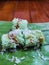 Putu Ayu bamboo, a traditional Indonesian dish .This cake is steamed by placing it in a slightly compressed bamboo tube.