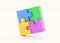 Puzzle 3d render icon - team connect concept, partnership illustration and flying jigsaw pieces