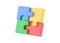 Puzzle 3d render icon - team connect concept, partnership illustration and flying jigsaw pieces