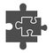 Puzzle additions solid icon. Two jigsaw pieces small and bigger. Social networking and communication vector design