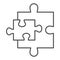 Puzzle additions thin line icon. Two jigsaw piece small and bigger. Social networking and communication vector design