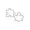 Puzzle black line icon. Vector symbol in flat style on white background.