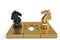 Puzzle and chess knight on white background.3D illustration.