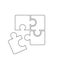 Puzzle compatible icon vector. Jigsaw agreement illustration. Cooperation solution logo.