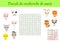 Puzzle de recherche de mots - Word search puzzle with pictures. Educational game for study French words. Kids activity worksheet