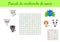 Puzzle de recherche de mots - Word search puzzle with pictures. Educational game for study French words. Kids activity worksheet