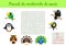 Puzzle de recherche de mots - Word search puzzle with pictures. Educational game for study French words. Kids activity worksheet