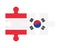 Puzzle of flags of Austria and South Korea, vector