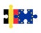 Puzzle of flags of Belgium and European Union, vector