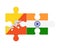 Puzzle of flags of Bhutan and India, vector
