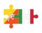 Puzzle of flags of Bhutan and Italy, vector