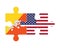 Puzzle of flags of Bhutan and US, vector