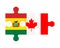 Puzzle of flags of Bolivia and Canada, vector