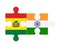 Puzzle of flags of Bolivia and India, vector