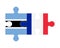 Puzzle of flags of Botswana and France , vector