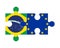 Puzzle of flags of Brazil and European Union, vector