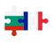 Puzzle of flags of Bulgaria and France , vector