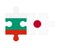 Puzzle of flags of Bulgaria and Japan, vector