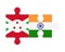 Puzzle of flags of Burundi and India, vector