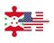 Puzzle of flags of Burundi and US, vector