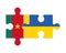 Puzzle of flags of Cameroon and Ukraine, vector