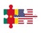 Puzzle of flags of Cameroon and US, vector