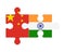 Puzzle of flags of China and India, vector