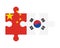 Puzzle of flags of China and South Korea, vector