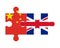 Puzzle of flags of China and United Kingdom, vector