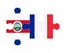 Puzzle of flags of Costa Rica and France, vector