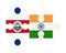 Puzzle of flags of Costa Rica and India, vector