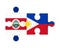 Puzzle of flags of Costa Rica and Philippines, vector