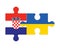 Puzzle of flags of Croatia and Ukraine, vector