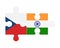 Puzzle of flags of Czech and India, vector