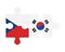 Puzzle of flags of Czech and South Korea, vector