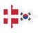 Puzzle of flags of Denmark and South Korea, vector