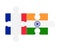 Puzzle of flags of France and India, vector