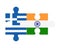 Puzzle of flags of Greece and India, vector