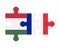 Puzzle of flags of Hungary and France, vector