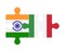 Puzzle of flags of India and Italy, vector