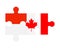 Puzzle of flags of Indonesia and Canada, vector