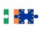 Puzzle of flags of Ireland and European Union, vector