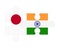 Puzzle of flags of Japan and India, vector