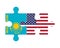 Puzzle of flags of Kazakhstan and US, vector