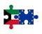 Puzzle of flags of Kuwait and European Union, vector